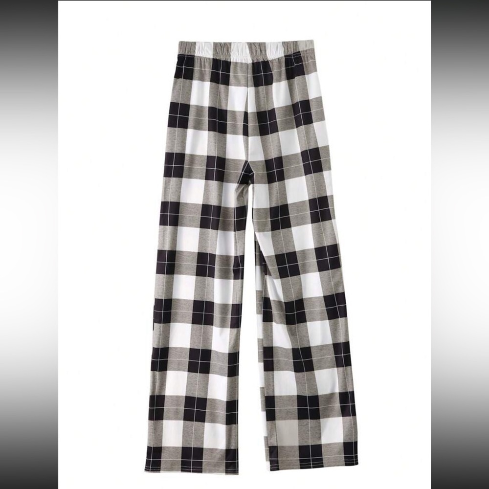 Drawstring Waist Plaid Pants
